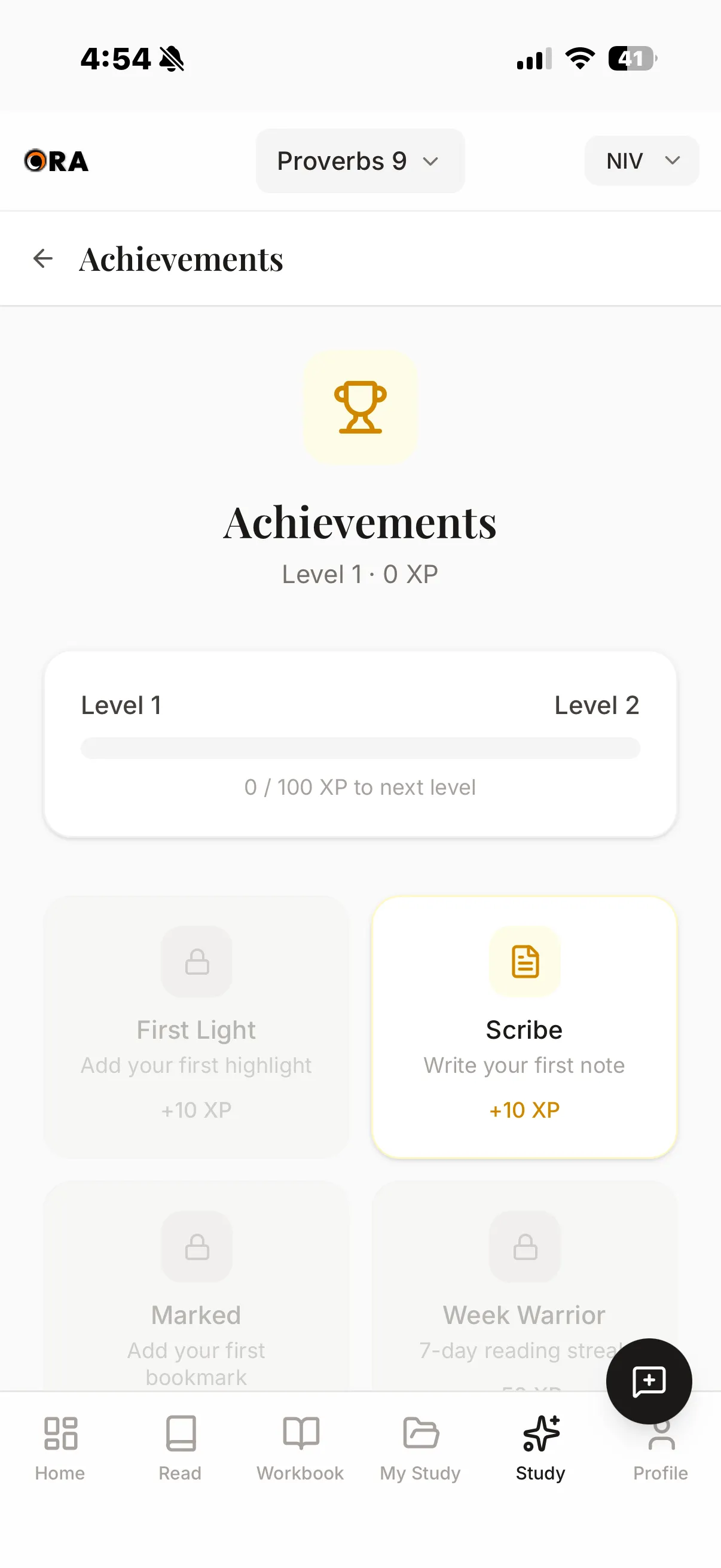 Streaks and achievements in Ora