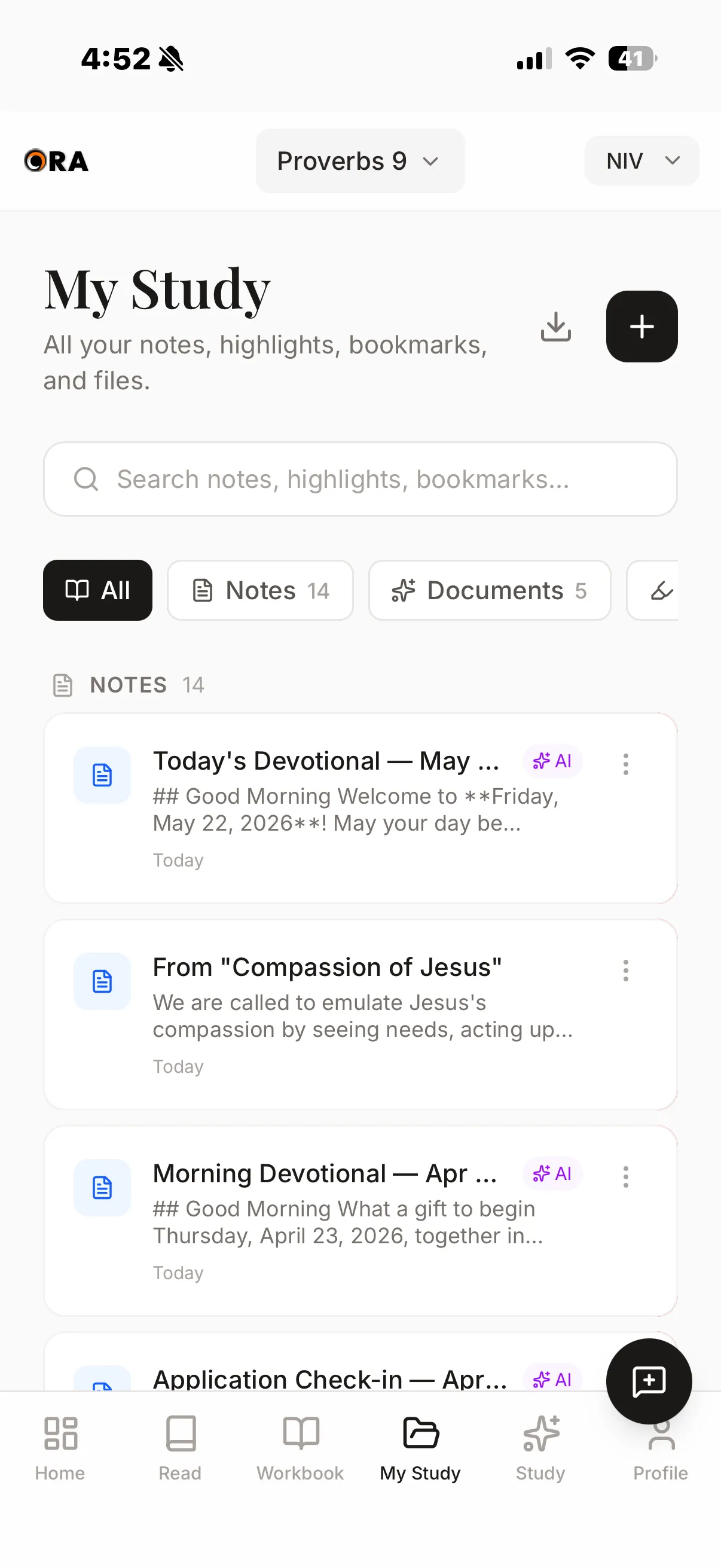 Notes and highlights in My Study