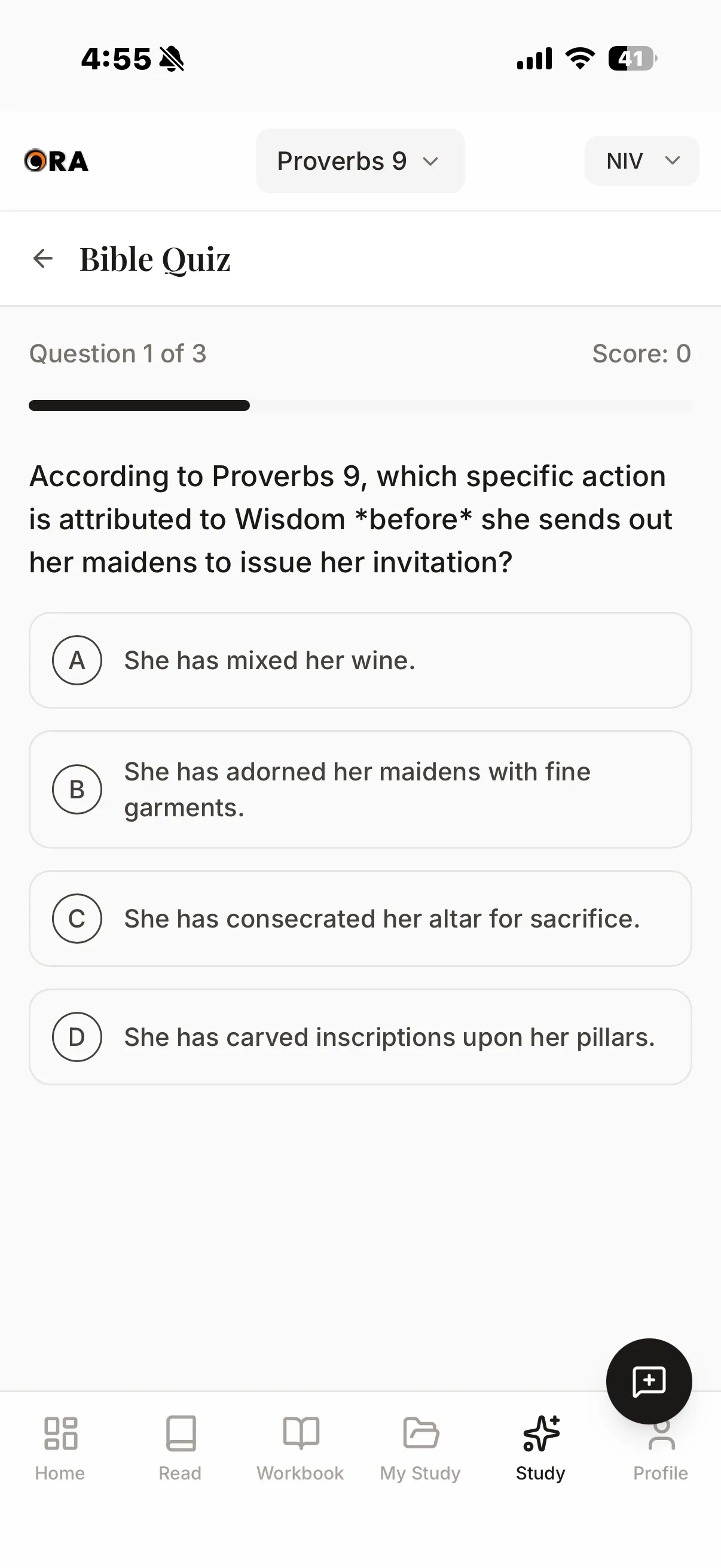 Bible quiz in Ora